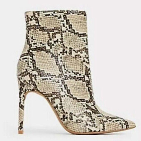Express Snake Print Vegan Leather Boots 8 - Picture 1 of 14